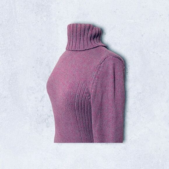 Ruff Hewn Long Sleeve Turtleneck Pink & Gray Cotton Knit Sweater size Medium - Picture 3 of 7